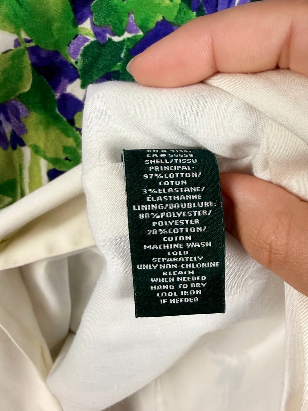 Lauren Ralph Lauren Midi Dress 6 White Cotton Purple Floral Easter Spring - Picture 3 of 7